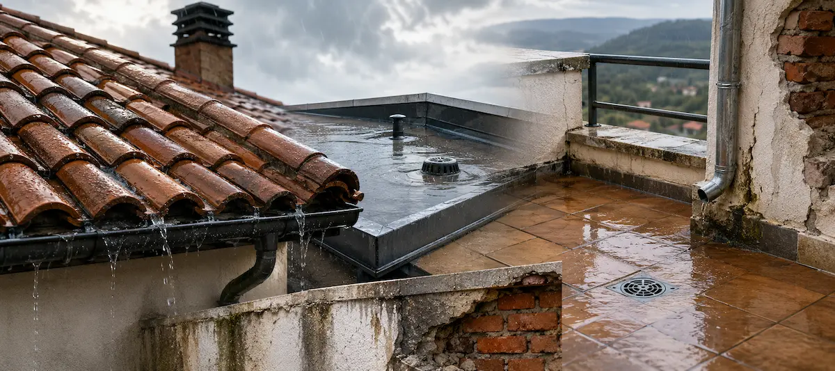Tejados, fachadas, terrazas y balcones