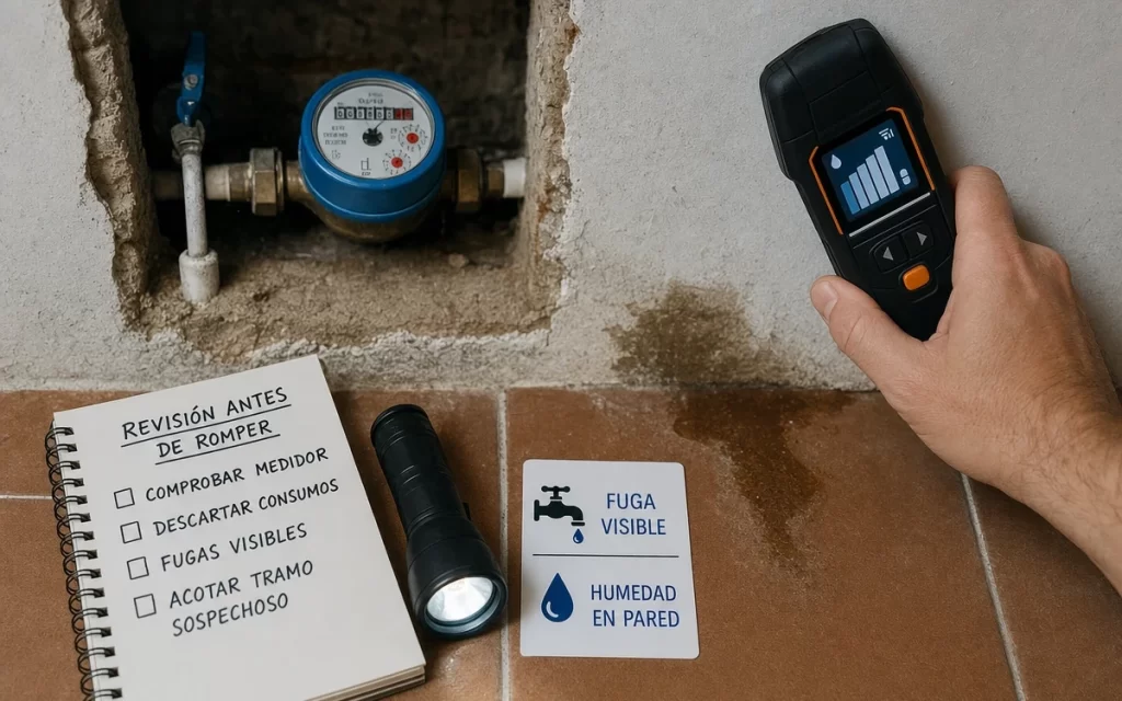 Cómo localizar una fuga de agua en casa antes de romper paredes
