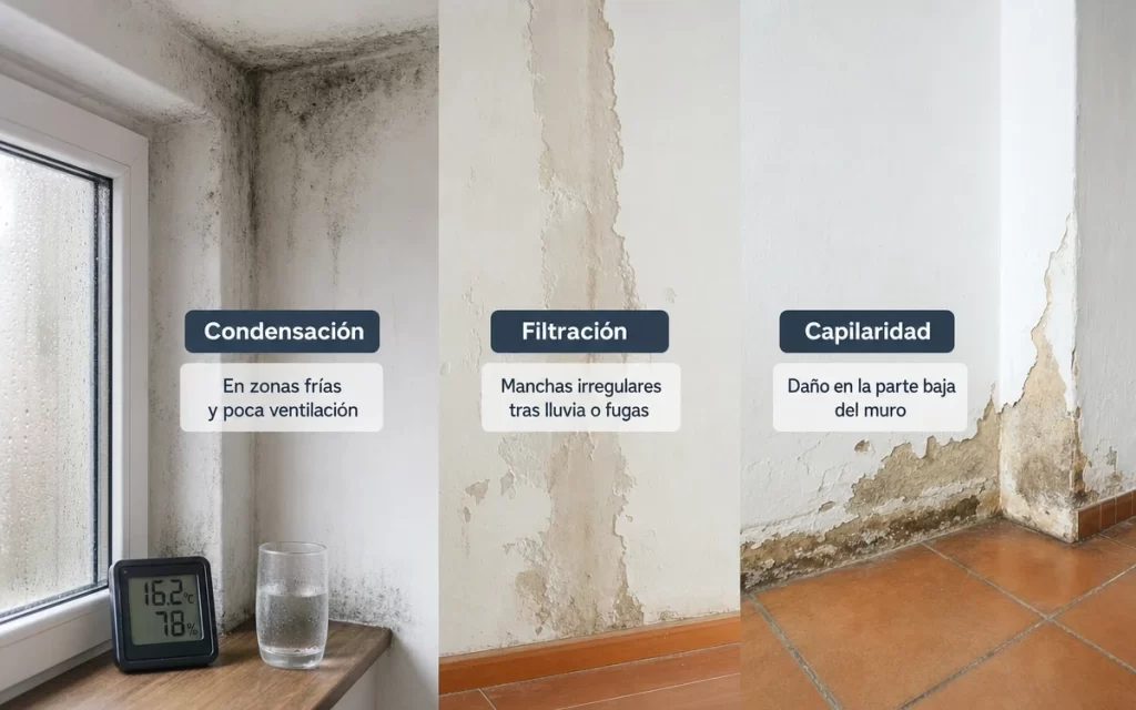 Cómo saber si una humedad es condensación, filtración o capilaridad