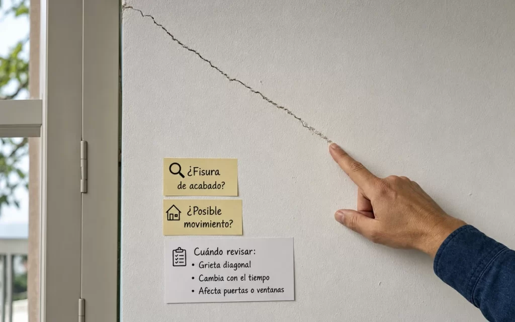 Grieta diagonal en la pared: qué puede indicar y cuándo revisarla