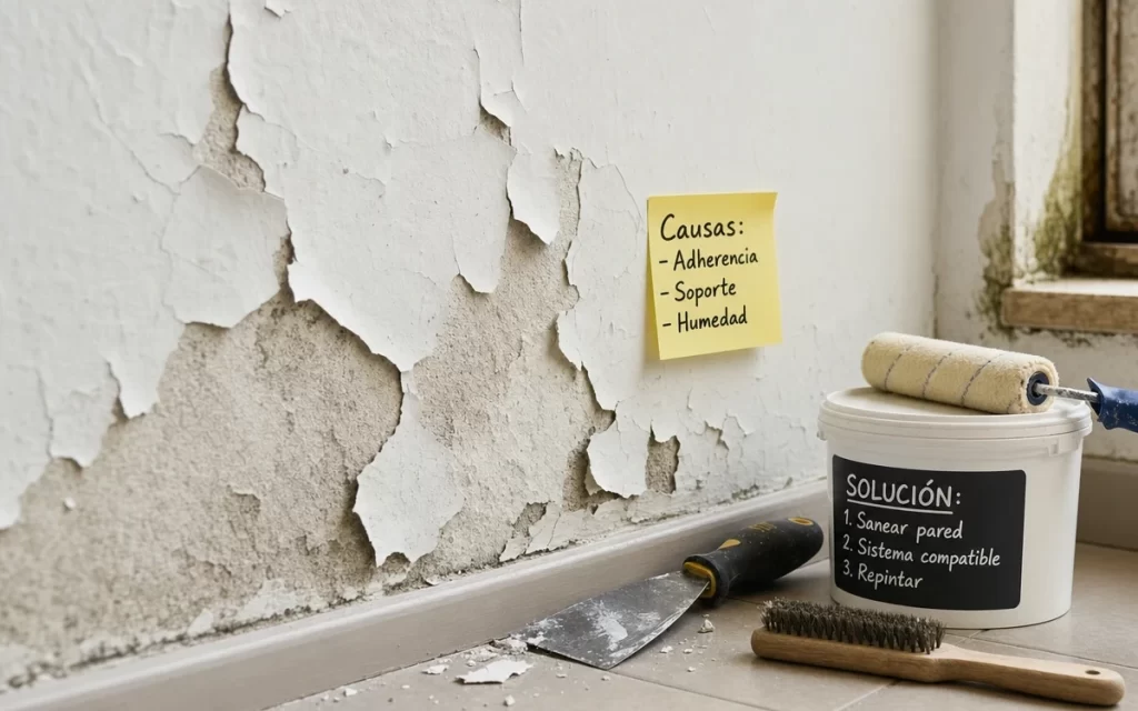 Por qué se descascarilla la pintura de la pared y cómo solucionarlo